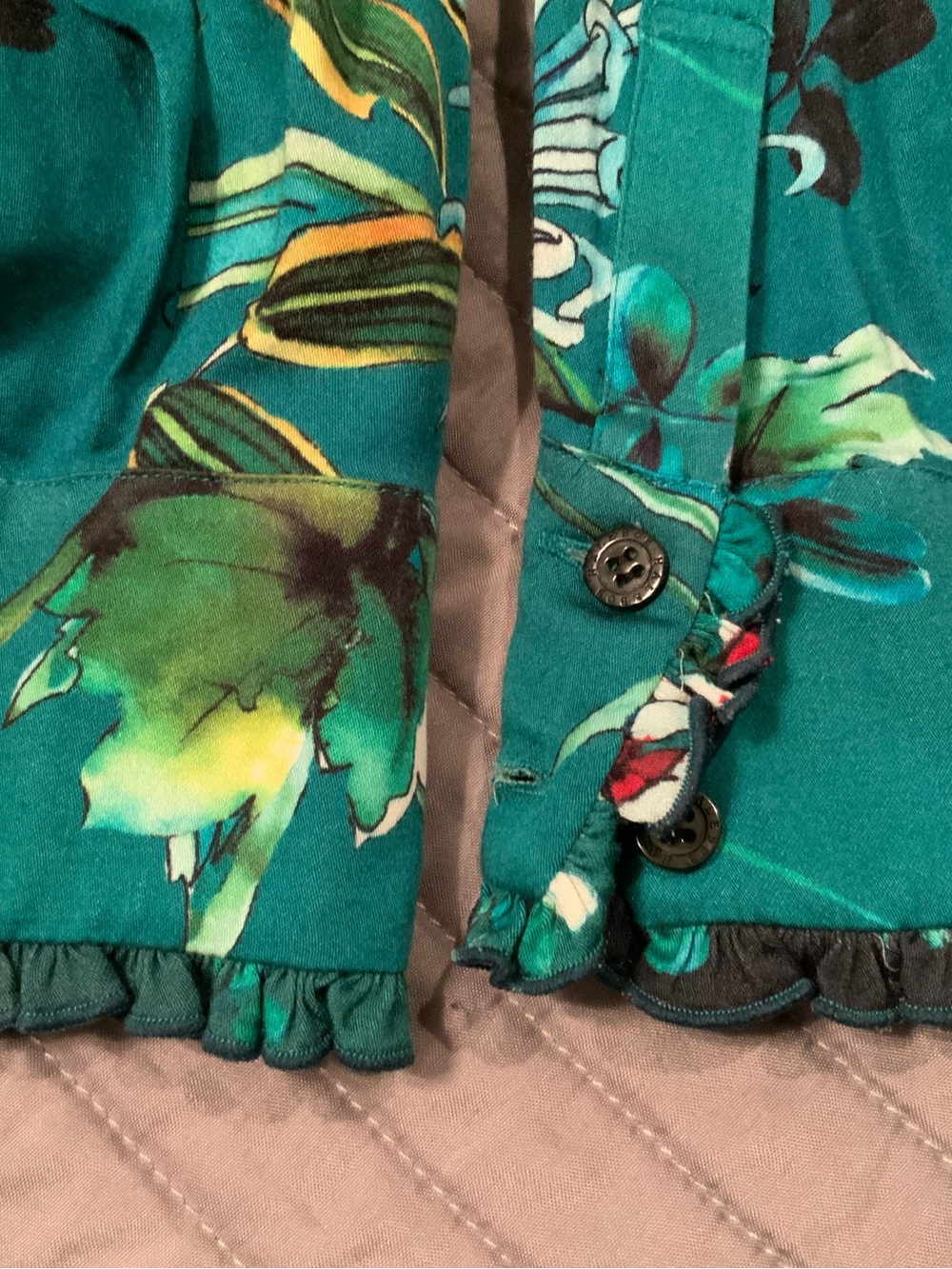 Women’s Hale Bob Teal Floral Dress, size XS - Picture 5 of 5